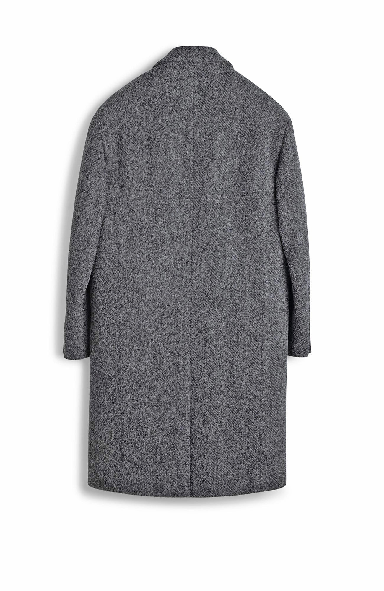 Teflon coating Lightweight Layer MERCER ALPACA & CASHMERE CHARCOAL HERRINGBONE TOPCOAT
