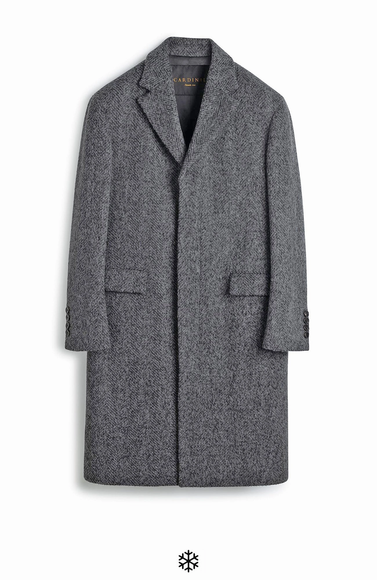 Essential Fit MERCER ALPACA & CASHMERE CHARCOAL HERRINGBONE TOPCOAT