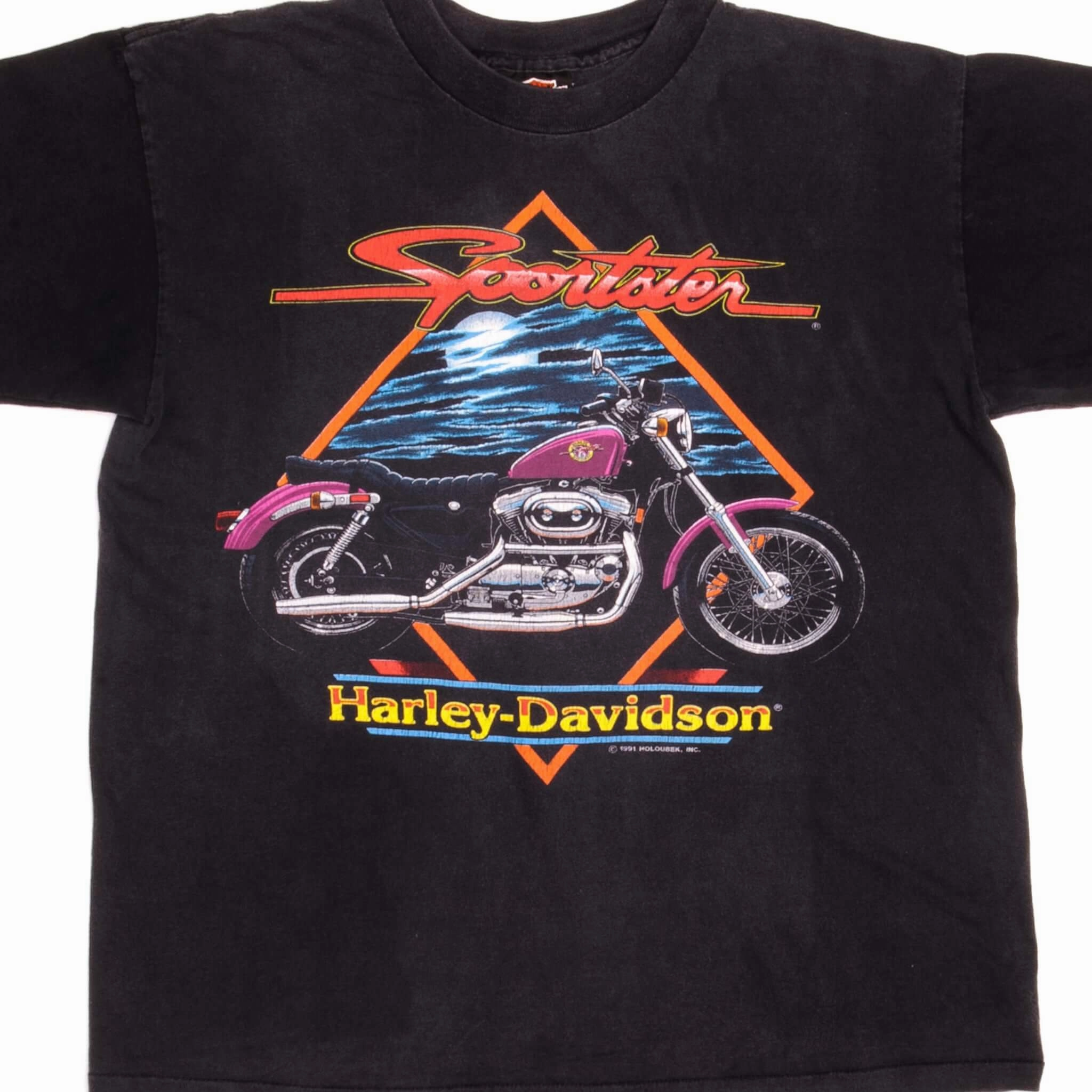 VINTAGE HARLEY DAVIDSON TEE SHIRT 1991 SIZE MEDIUM MADE IN USA Breathable Performance Wear Printed design