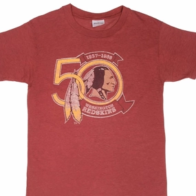 VINTAGE NFL 50TH ANNIVERSARY WASHINGTON REDSKINS TEE SHIRT 1986 SMALL MADE USA FadeResistantPrint