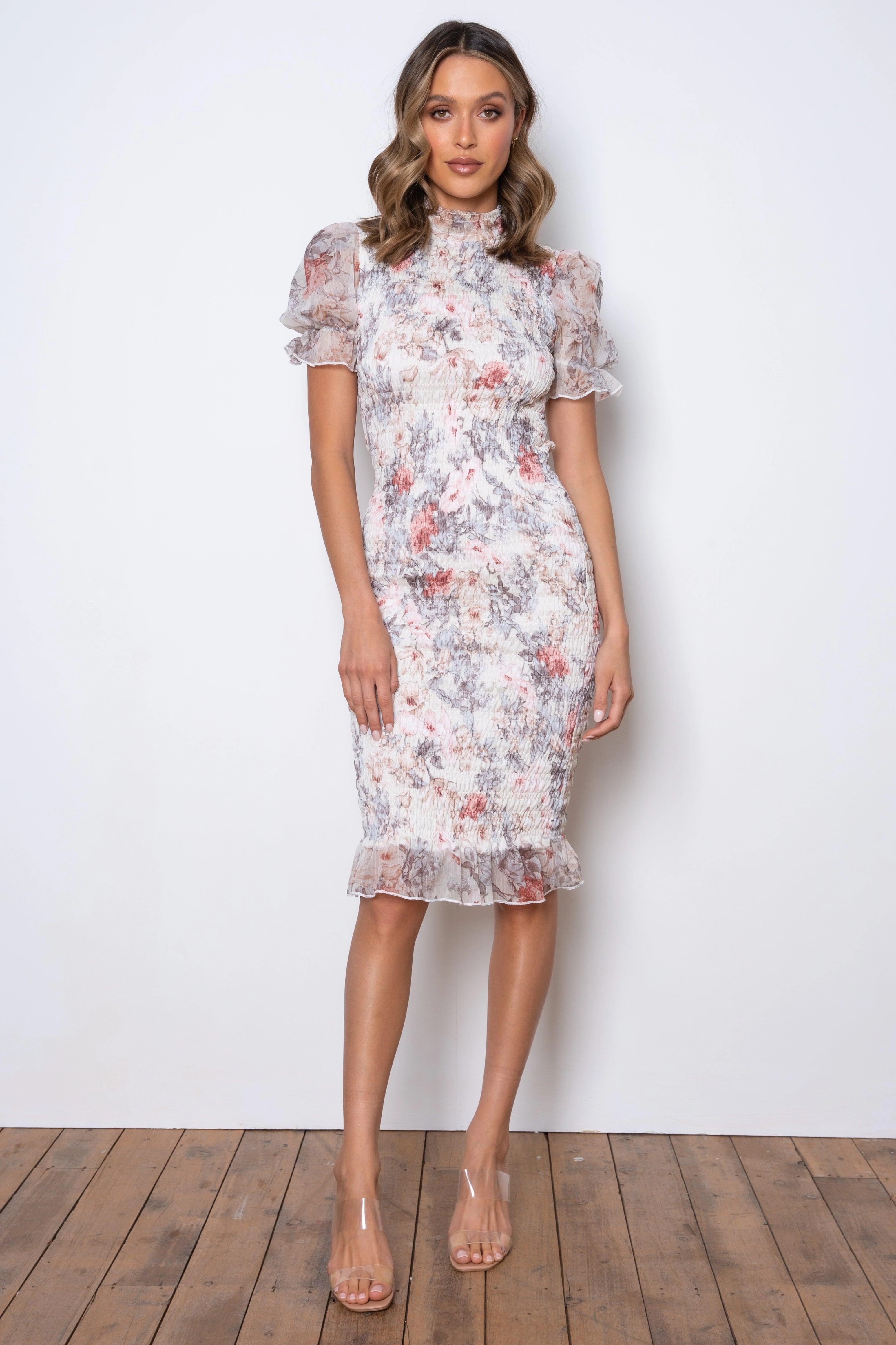 Juliette Midi Dress - Floral Light Aesthetic
