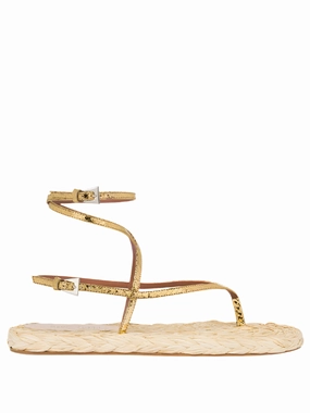 Breath Mesh Slim Profile Hydra Flat Sandal in Gold Natural