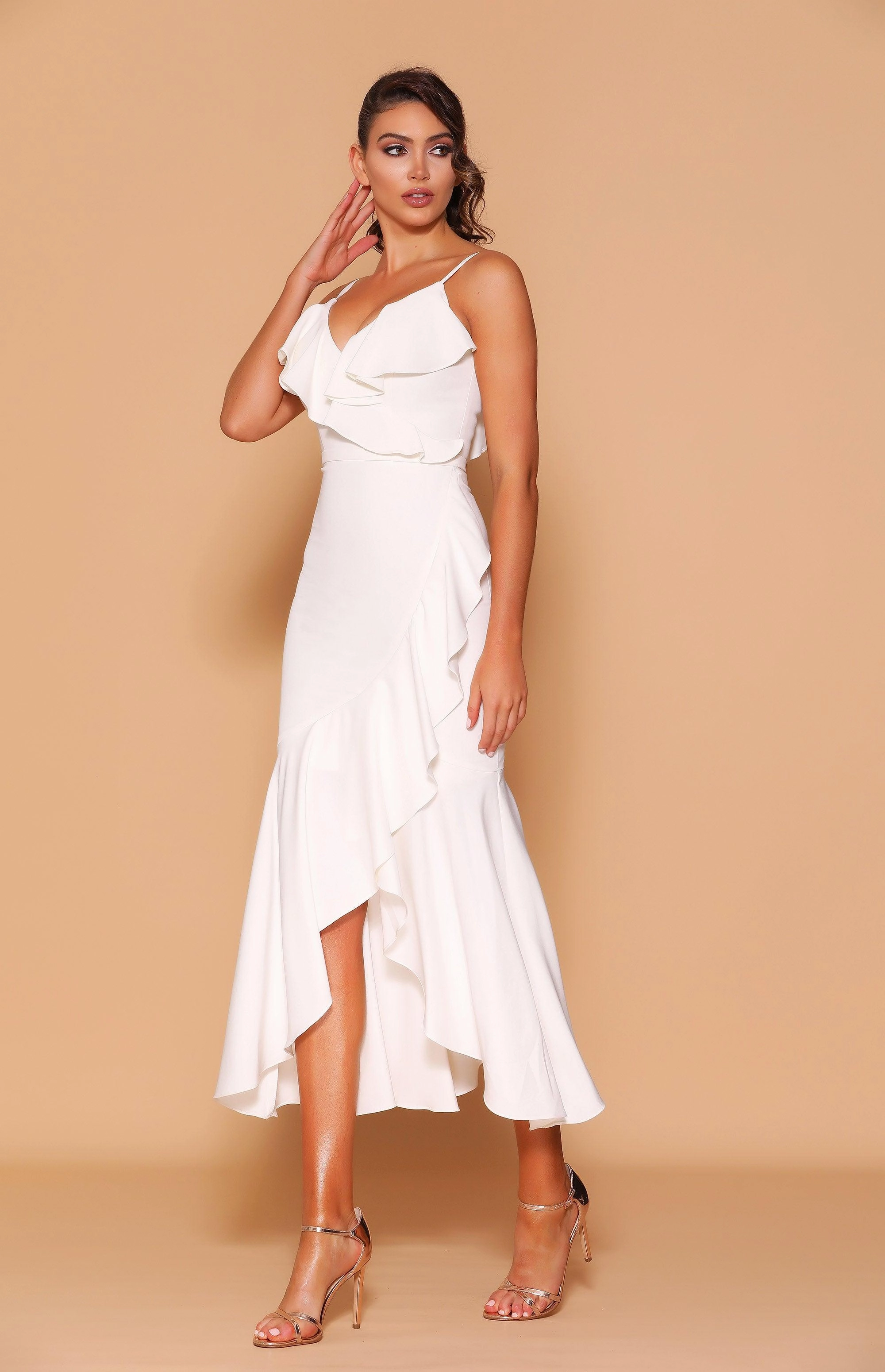 Jadore Frill Maxi Dress - White Daily Silhouette