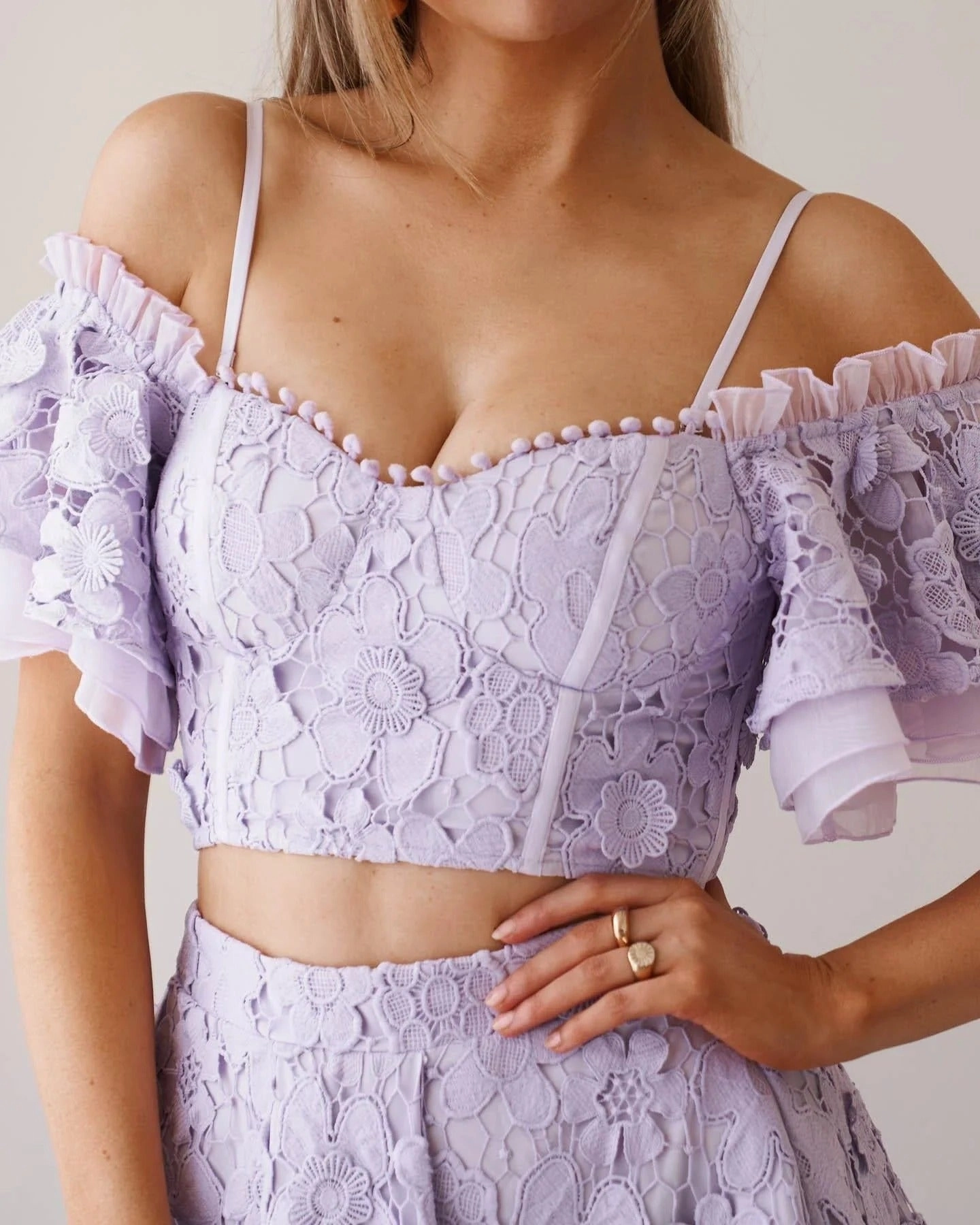Jessey Set - Lilac Non-Pilling Shirred-Detail