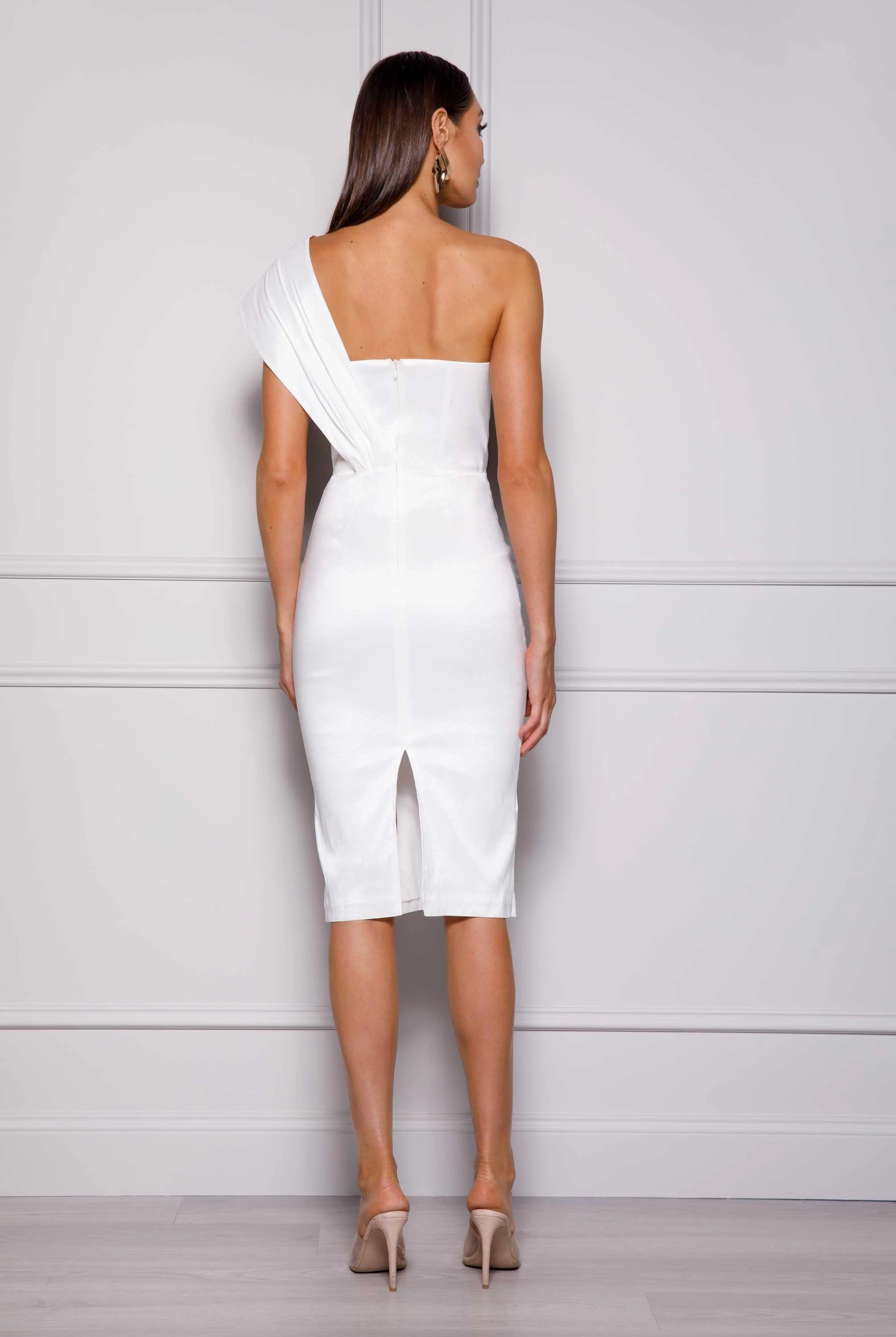 Kaiya Midi Dress - White Simple Shape