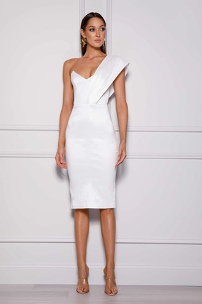 Kaiya Midi Dress - White Elegant Simplicity Grace Flow