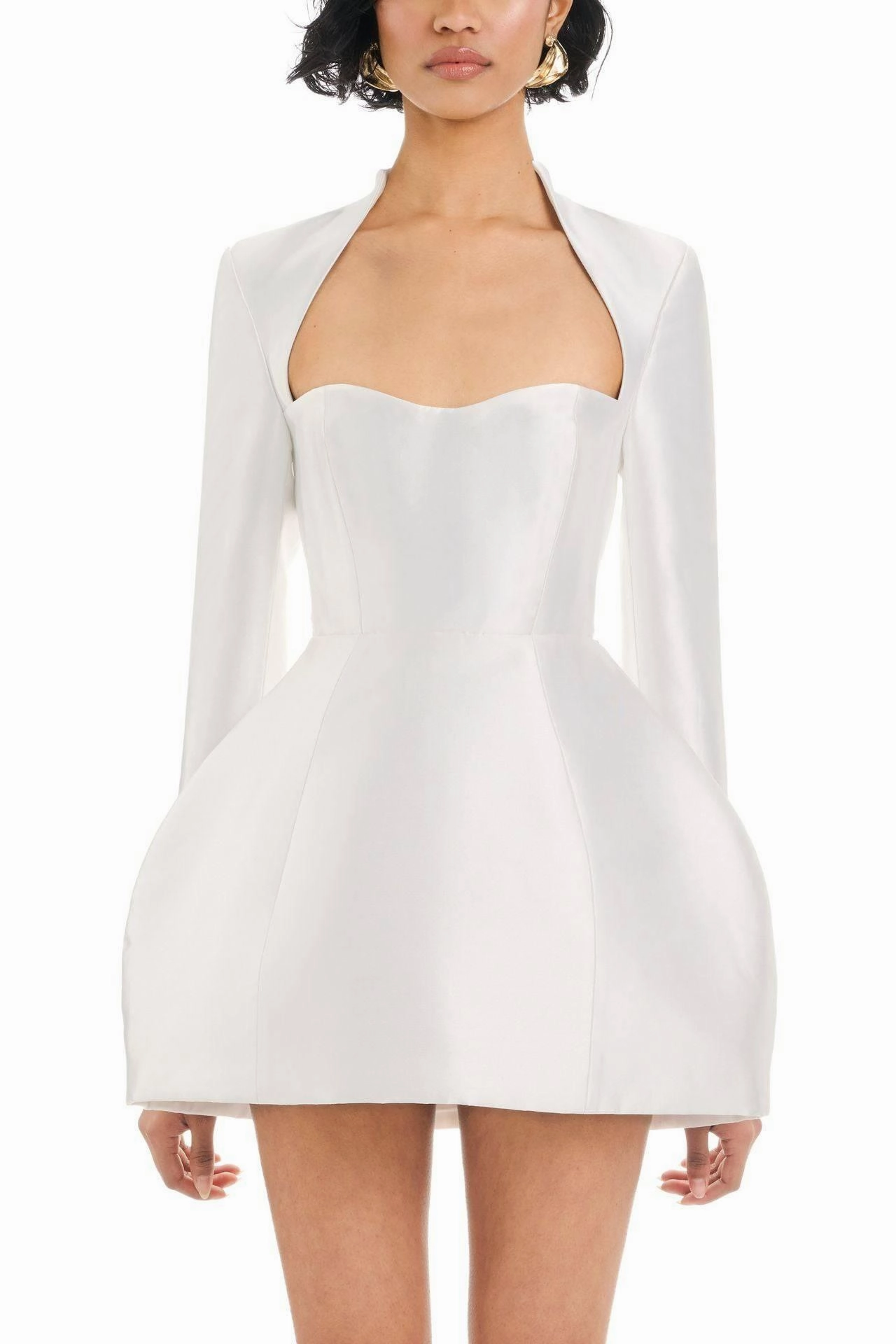 Kate Dress - White Modern Texture Soft Draping