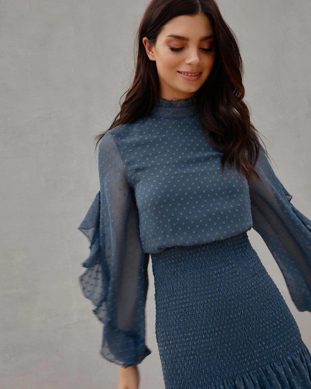 Kealy Dress - Steel Blue Trendy Cut