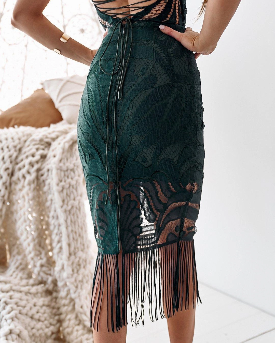 Tasteful Detail Chill Comfort Khaleesi Dress - Emerald Green