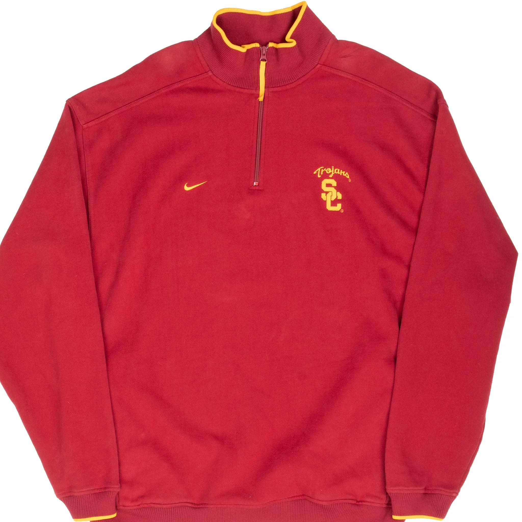 Ribbed Cuffs VINTAGE NCAA NIKE USC TROJANS QUARTER ZIP SWEATSHIRT 1990S XL