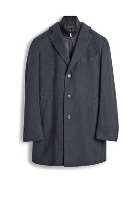 Hidden Storage Compartment LECLAIRE WOOL & CASHMERE CHARCOAL TWILL CAR COAT