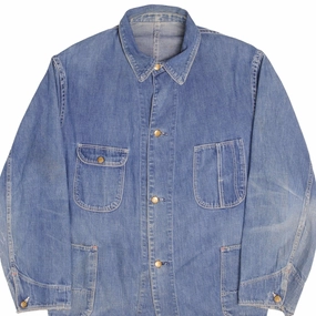 Versatile Piece Minimalist VINTAGE SANFORIZED CHORE WORKWEAR DENIM JACKET 1960S SIZE XL MADE IN USA