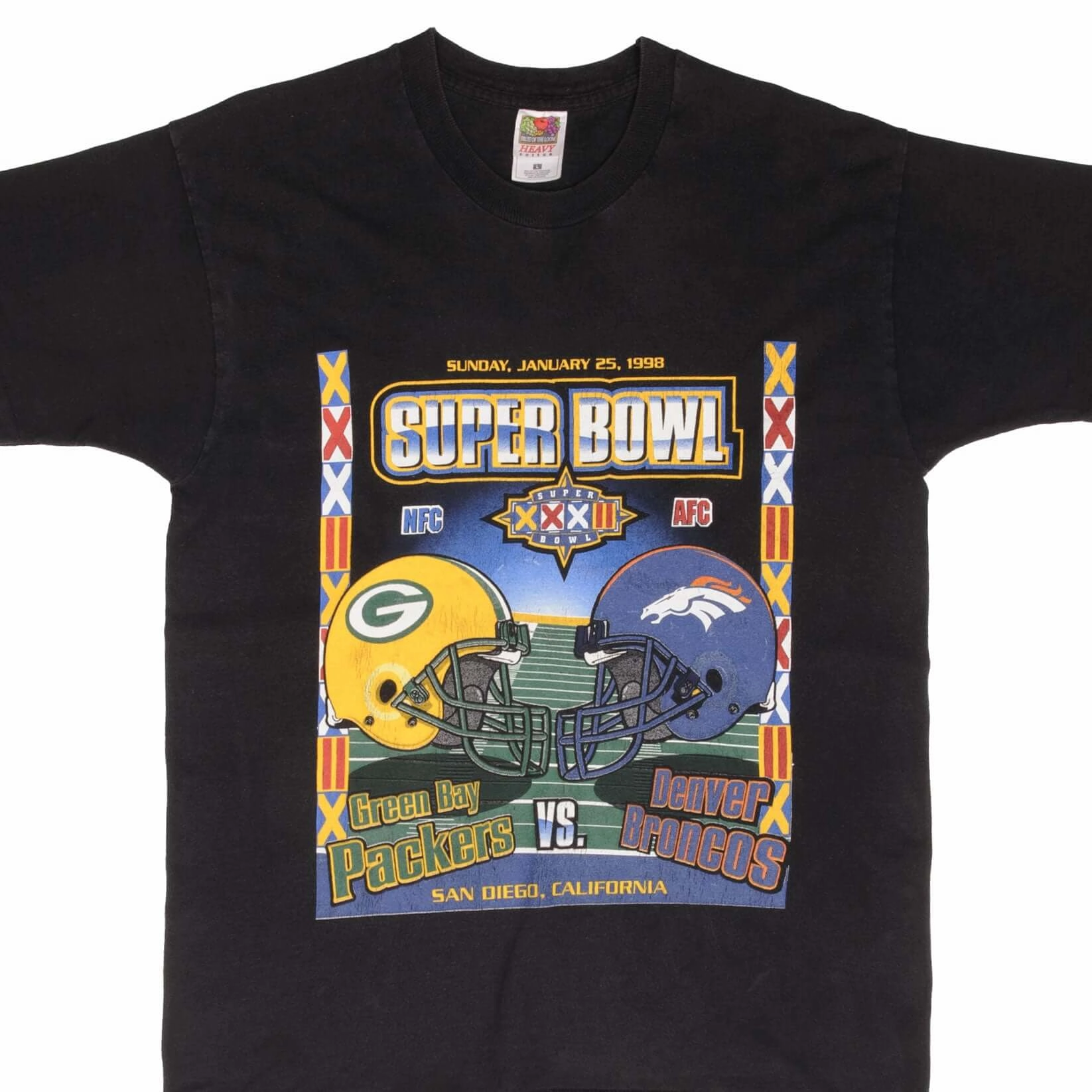 VINTAGE NFL PACKERS VS BRONCOS SUPERBOWL XXXII 1998 TEE SHIRT SIZE MEDIUM Flexible stretch Breezy Comfort