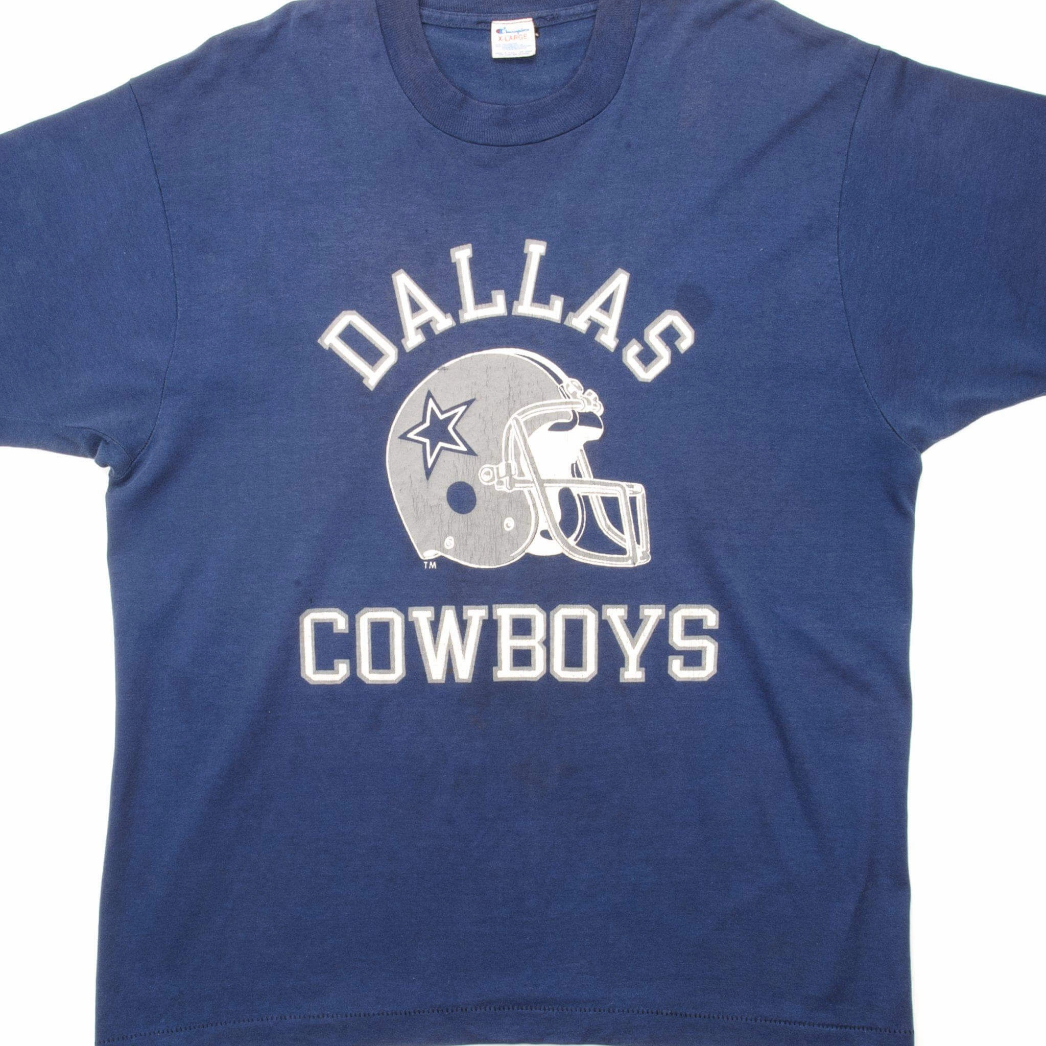 VINTAGE CHAMPION NFL DALLAS COWBOYS TEE SHIRT EARLY 1980S-1990 SIZE LARGE MADE IN USA Trendy Basics Cozy Layer Fit