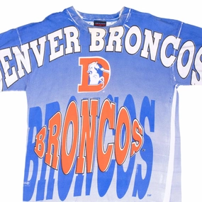 polo neck VINTAGE NFL DENVER BRONCOS ALL OVER PRINT 1994 TEE SHIRT XL