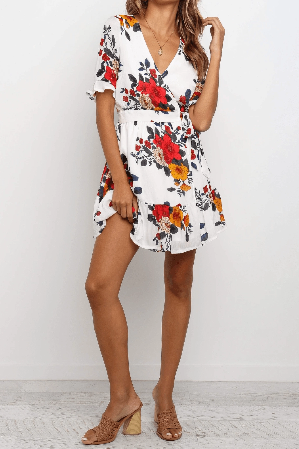 Cozy Drape Olive Fresh Iris Mini Dress