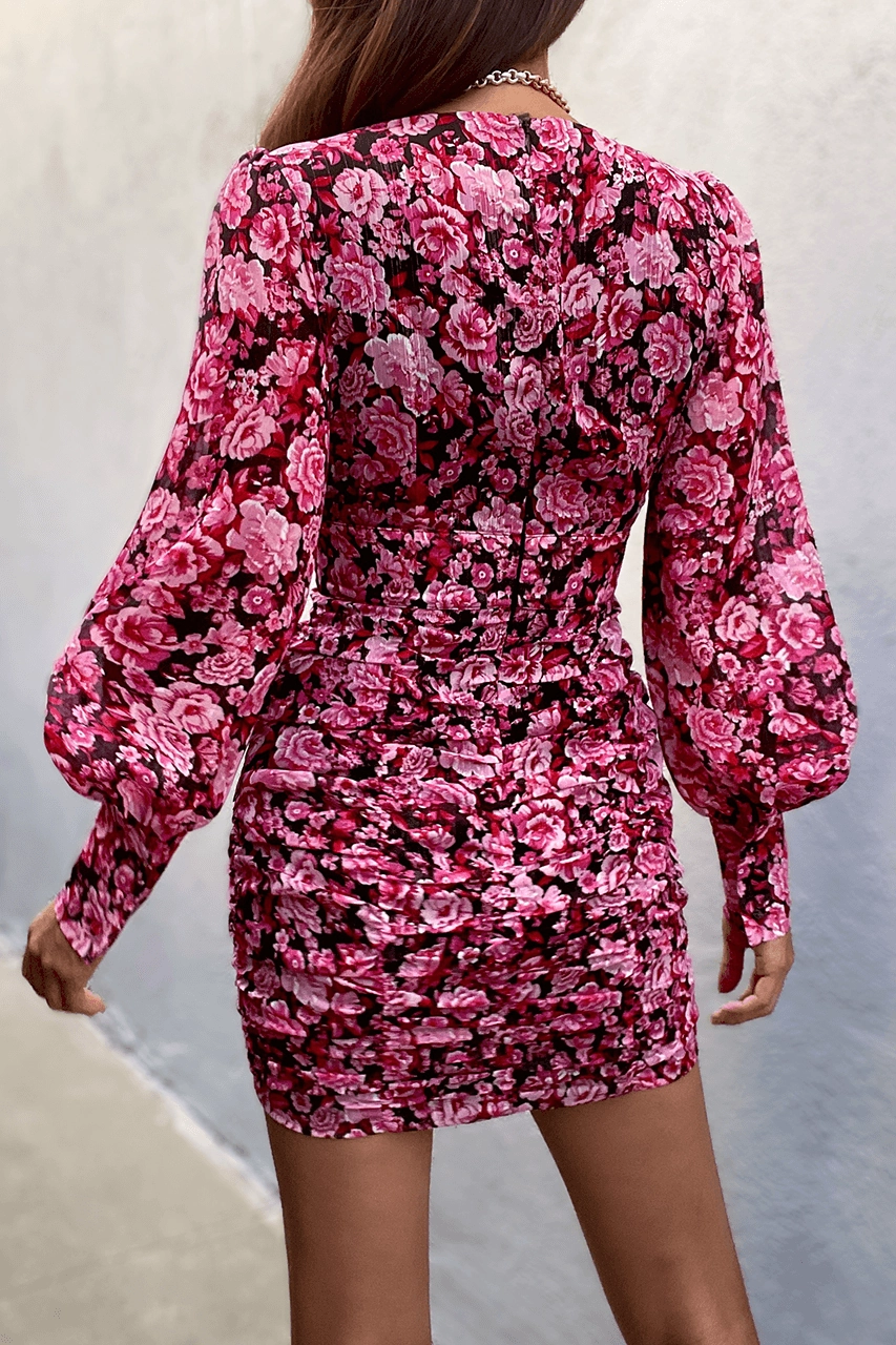 Lizbeth Mini Dress - Pink Floral Chic casual