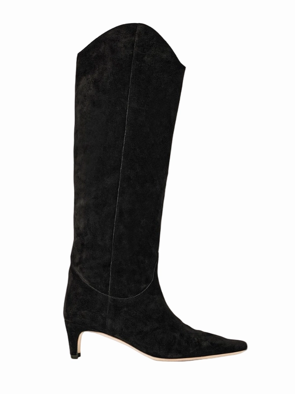 Seamless Comfort Morning Walk Wide toe box Western Wally Boot in Black Suede