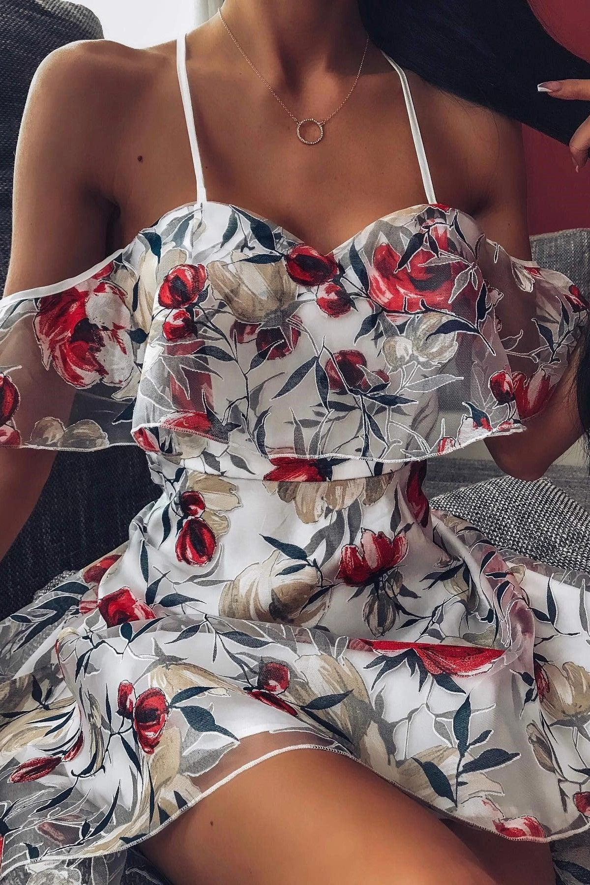 Smart and Stylish Sheer Element Louise Dress - Red