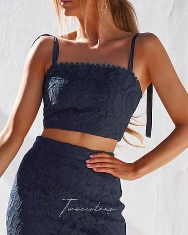 Bell-Sleeve Skyler Set - Navy (Final Sale)