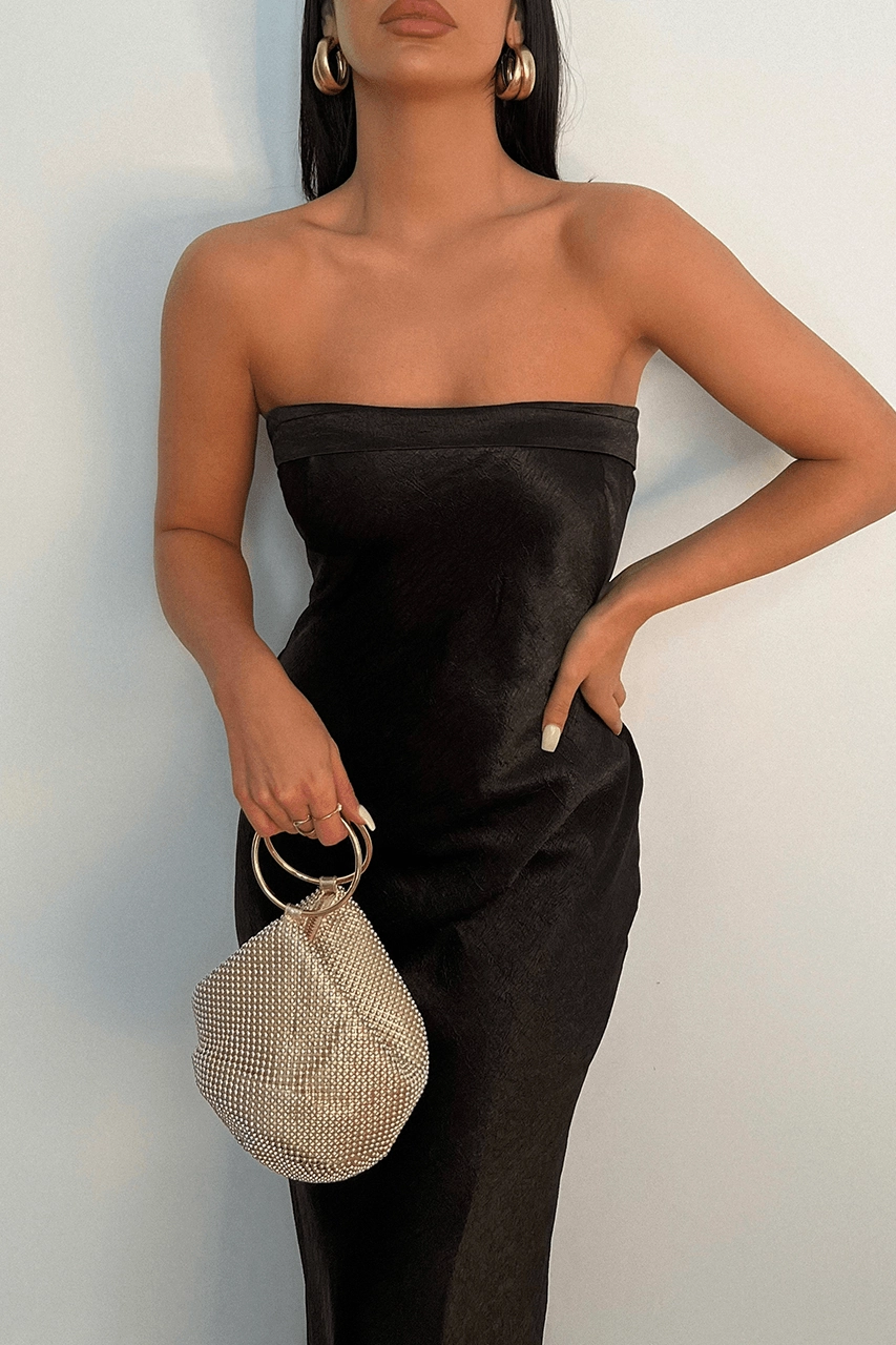 Leyla Slip Dress - Black Street Motion Zip-Closure