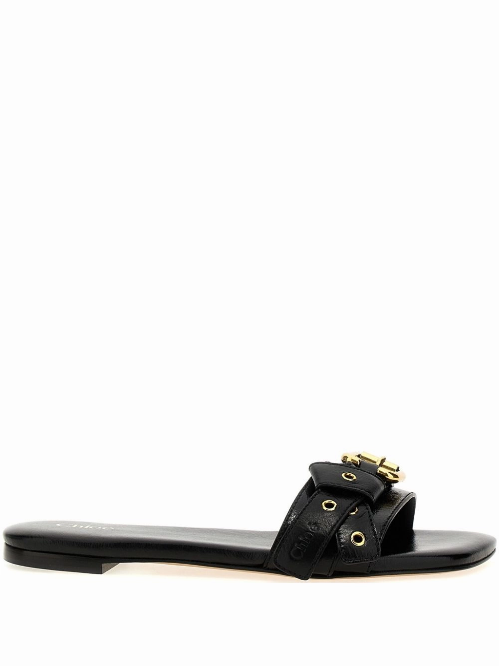 Mae Slide in Black Heel Cup Support Lightweight Flats