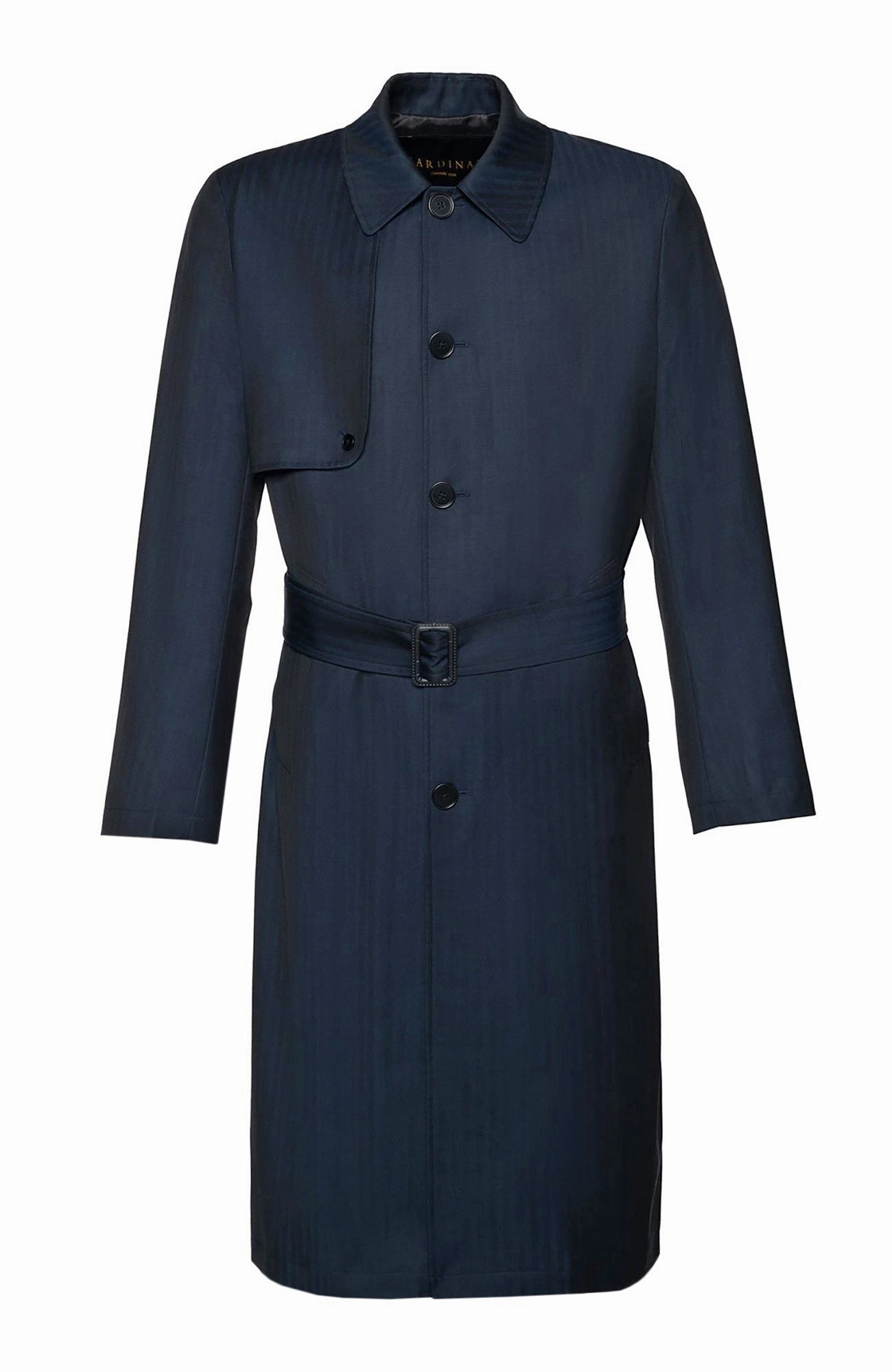 Tech Use MAN RAY NAVY HERRINGBONE SINGLE BREAST TRENCH COAT