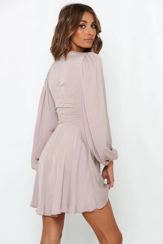 Maxwell Mini Dress - Mauve Vibrant color Relax Draping
