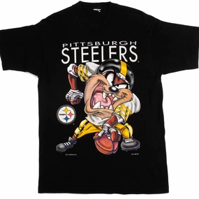 Layered Look VINTAGE NFL PITTSBURGH STEELERS TAZ TEE SHIRT 1996 SIZE MEDIUM