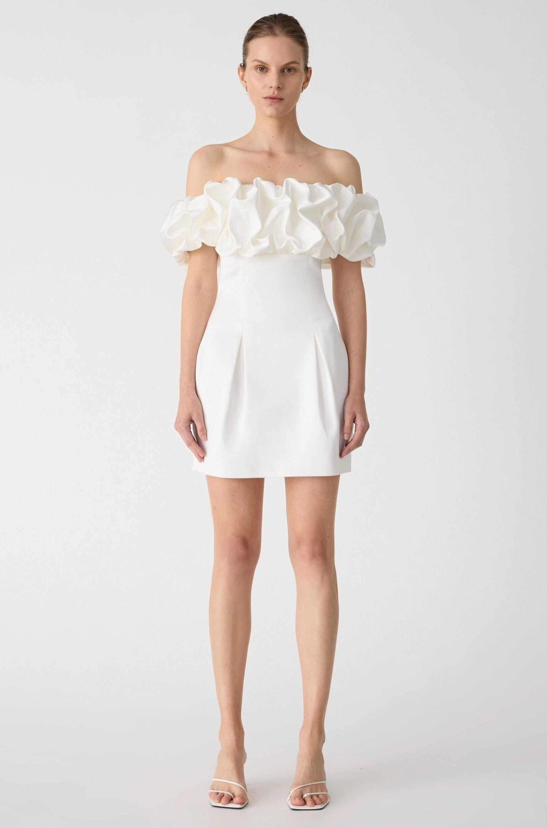 Misha Amara Mini Dress - Ivory Bodycon Fit Comfy Comfort