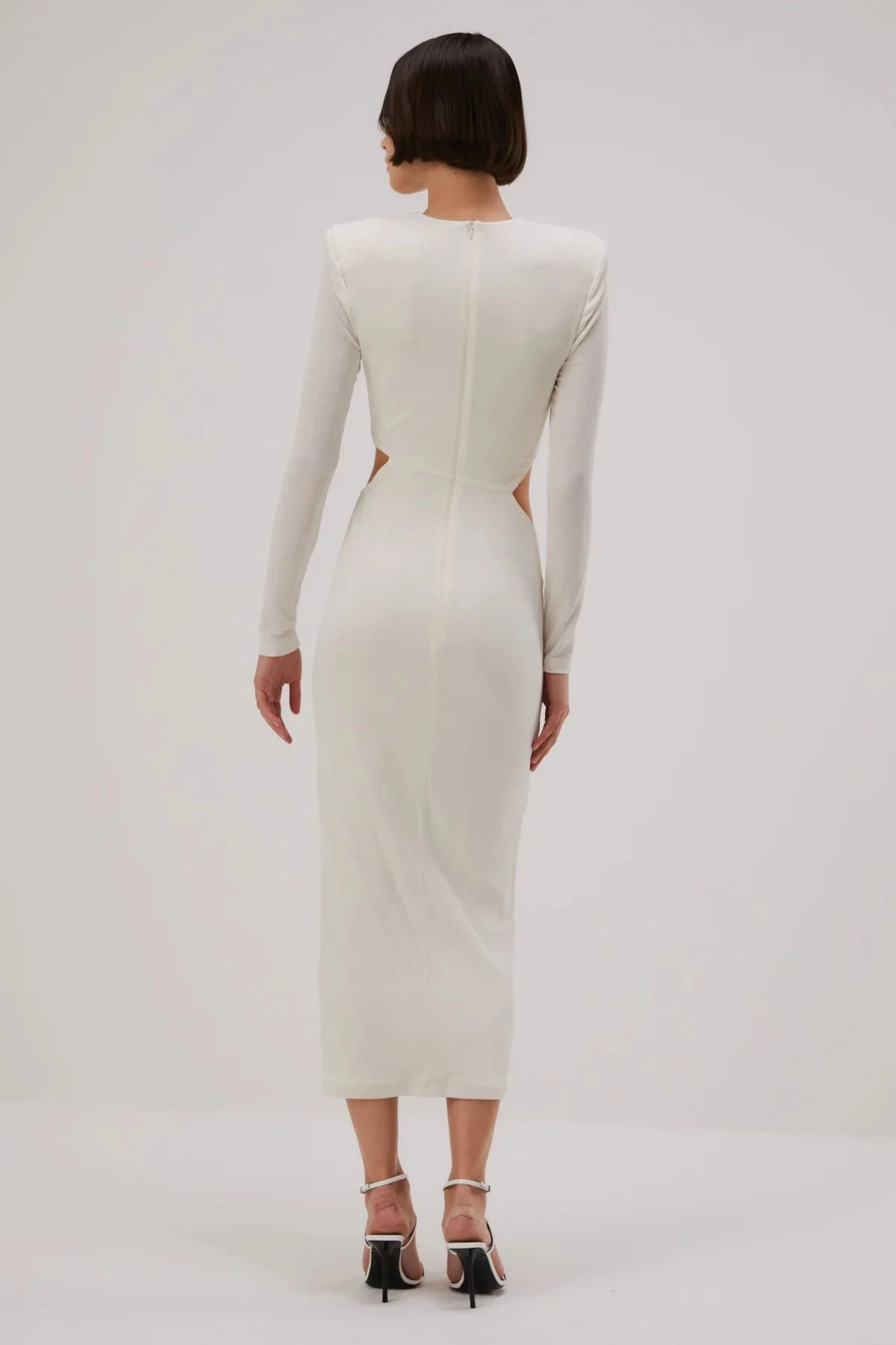 Misha Beatriz Slinky Jersey Midi Dress - Ivory ElasticWaistband Sophisticated cocktail dress