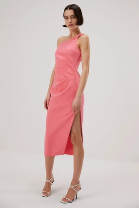Misha Carrington Bonded Crepe Midi Dress - Honeysuckle Scandi Light