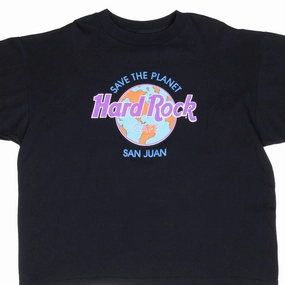 VINTAGE HARD ROCK CAFE SAVE THE PLANET SAN JUAN TEE SHIRT 1990S XL MADE IN USA Performance Wear Sporty Vibe