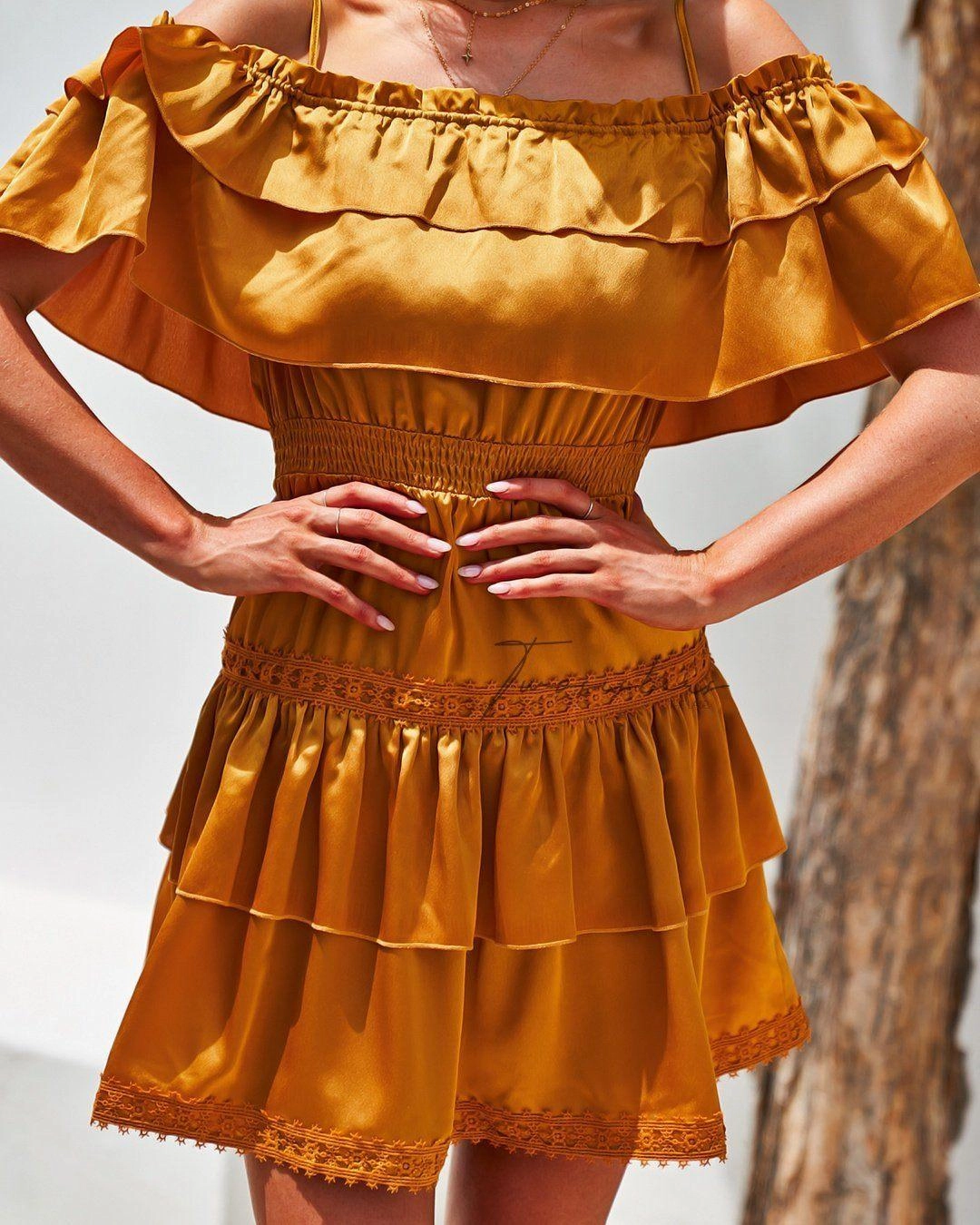 Cassie Dress - Mustard Neat Finish