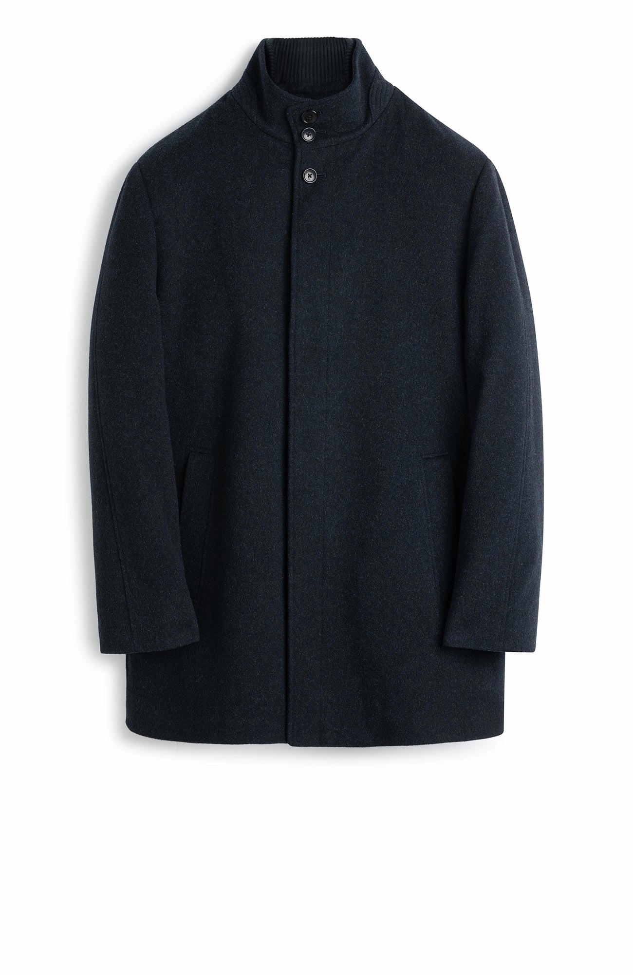 Reinforced Zippers MONT-ROYAL NAVY MELANGE WOOL & CASHMERE CAR COAT