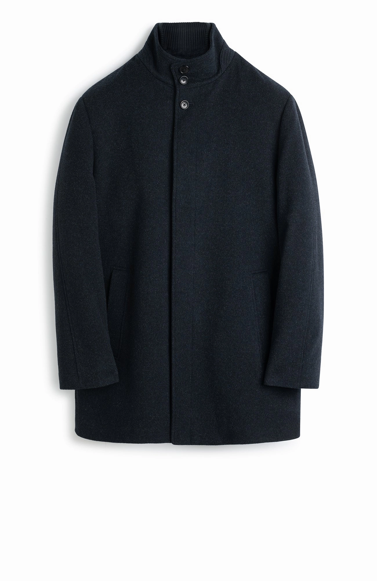 MONT-ROYAL NAVY MELANGE WOOL & CASHMERE CAR COAT Lightweight insulation