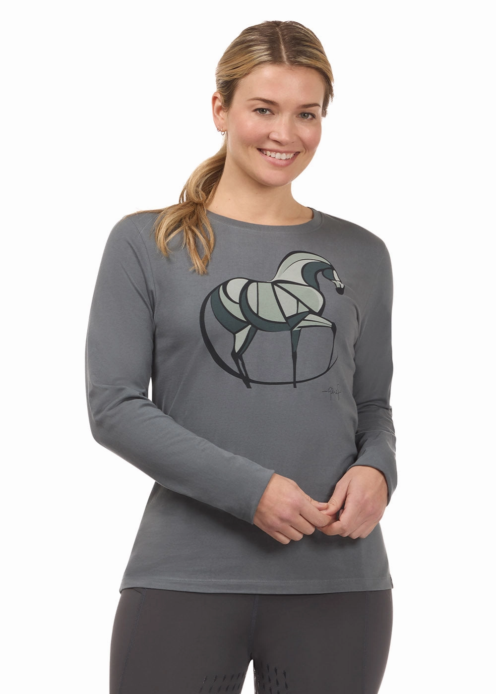 Mosaic Horse Long Sleeve Tee Anniversary Celebration Slim Silhouette