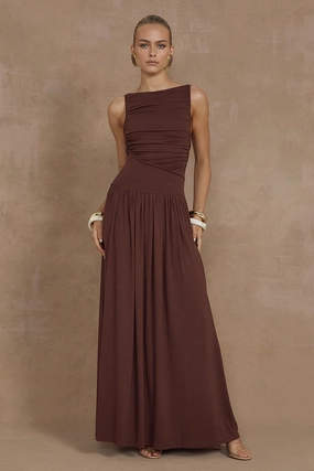 Work Comfort Nalla Maxi Dress - Brown