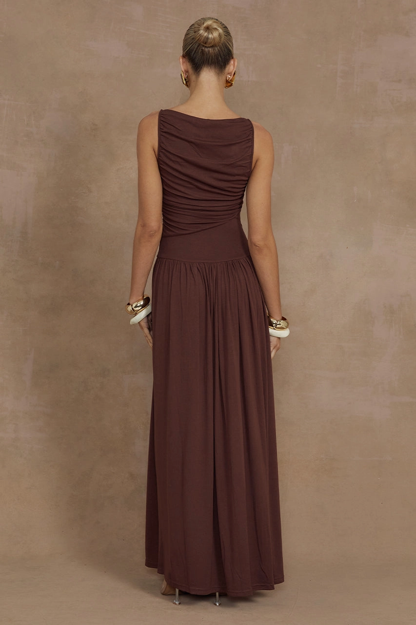 Nalla Maxi Dress - Brown Dreamy Silhouette
