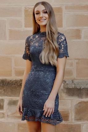 Newton Dress - Steel Blue Elastic-Cuff