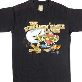 FunctionalPockets Running Speed VINTAGE HARLEY DAVIDSON TEE SHIRT SIZE SMALL MADE IN USA 1980s