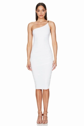 Nookie Alyssa Chain Midi Dress - Ivory Layered-Sleeve Trendy Layer