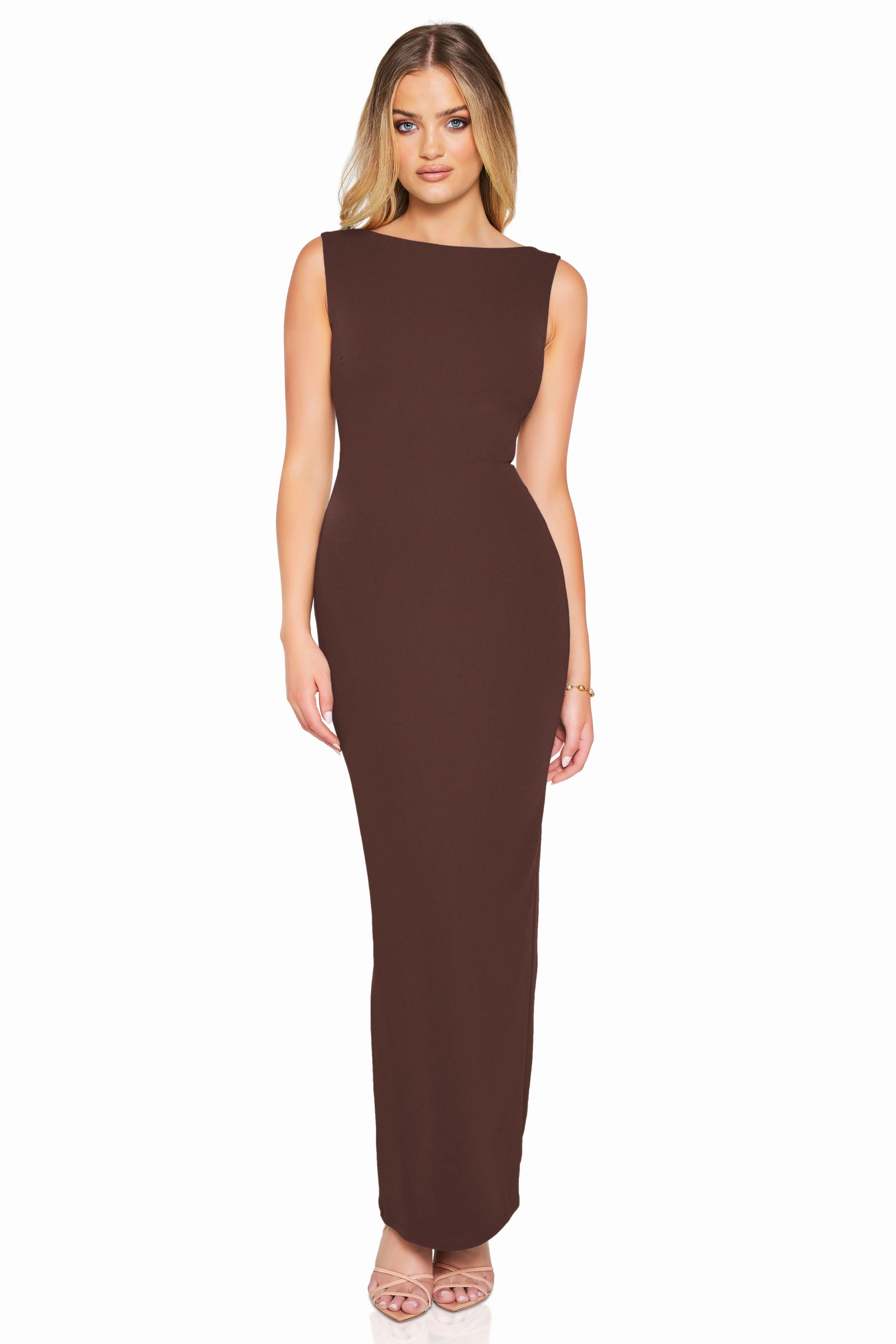 Nookie Bliss Maxi Dress - Mocha Dainty Finish
