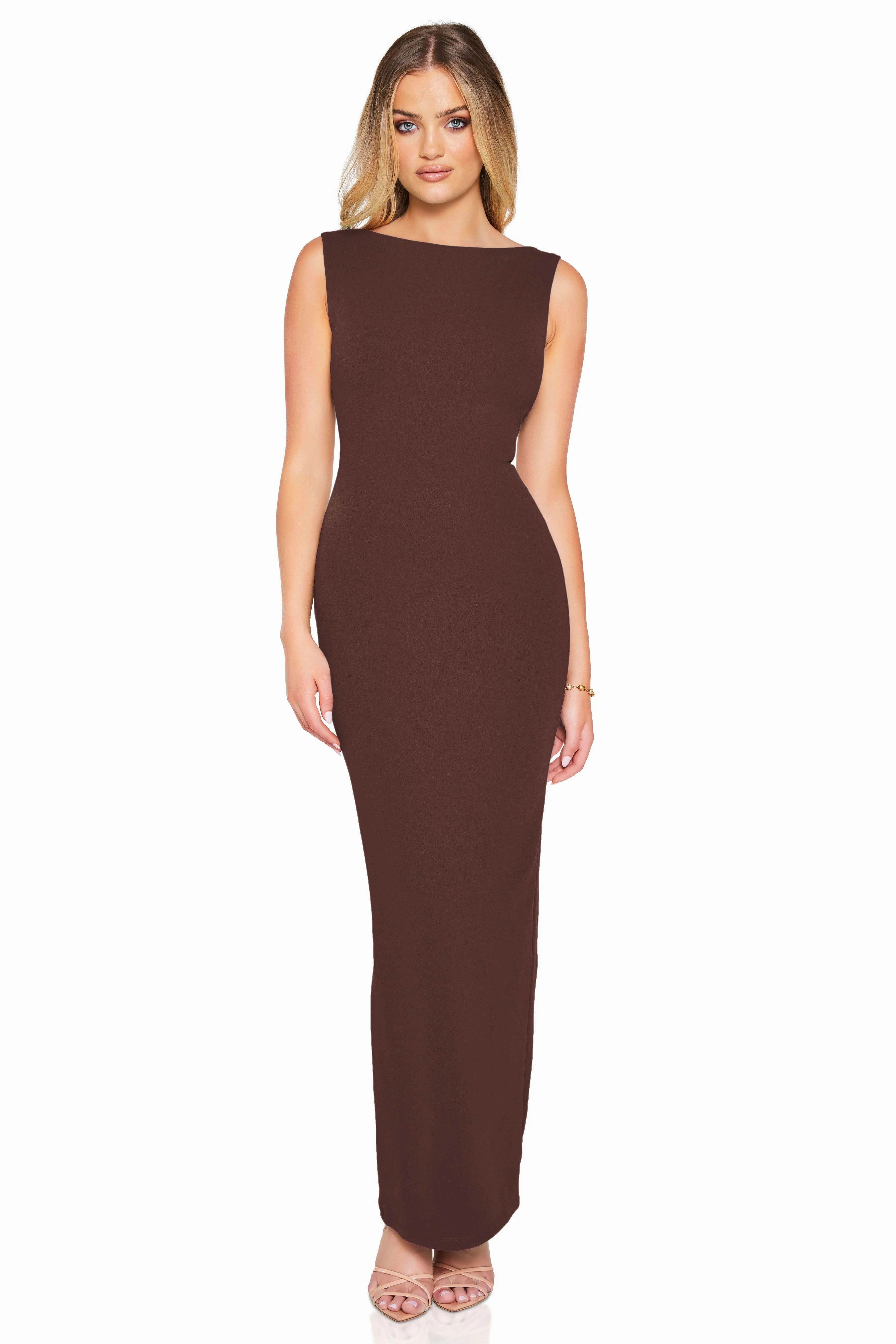Nookie Bliss Maxi Dress - Mocha Fitted Neat