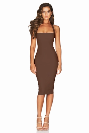 Nookie Boulevard Midi Dress - Mocha Classic sheath dress Sophisticated Tailoring