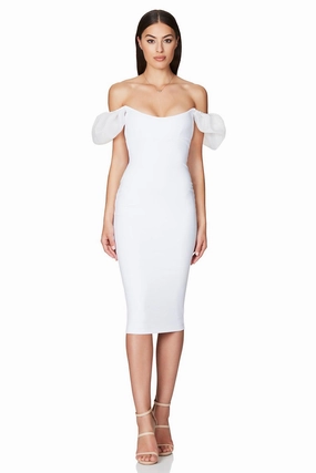 Cozy And Stylish Nookie Eleganza Midi Dress - White