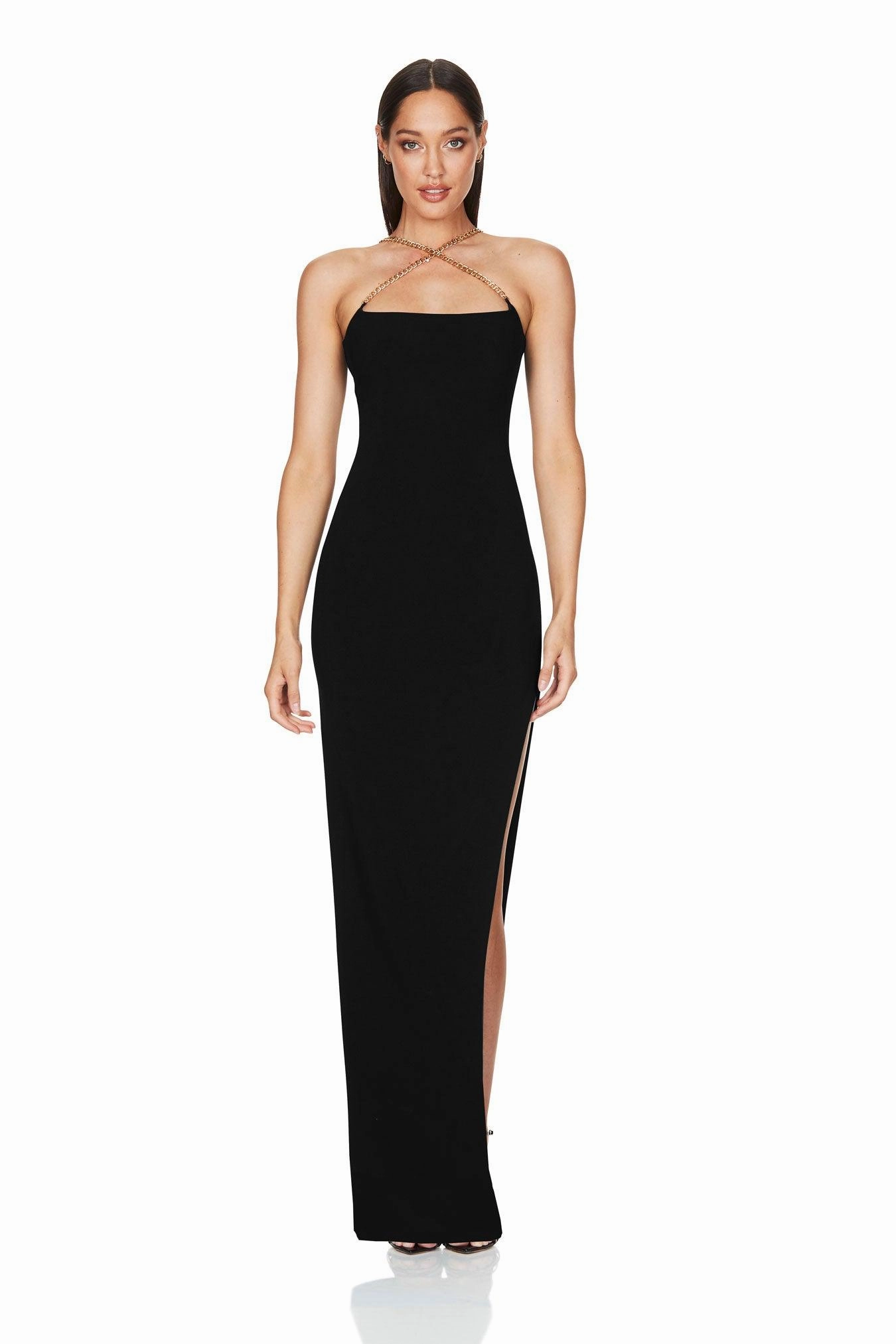 Nookie Estella Gown - Black Minimalist Elegance