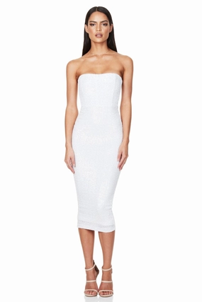 Warm Undertone Movement Friendly Nookie Fantasy Midi Dress - White