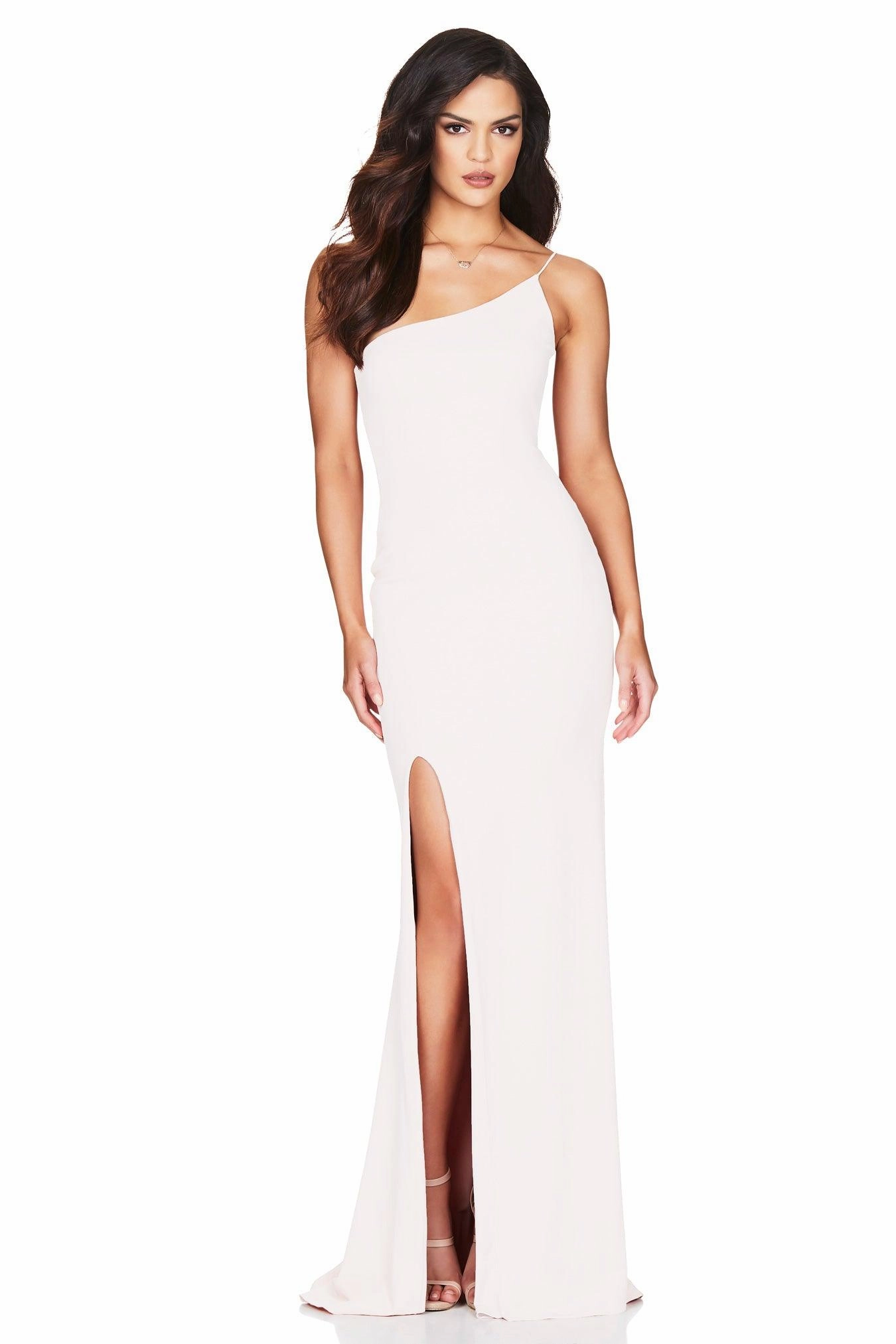 Square-Neck Nookie Jasmine One Shoulder Gown - Ivory