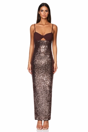 All Fit Style Layered Wear Nookie Monet Twist Gown - Cocoa/Copper